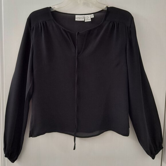 Newport News Tops - Vintage Y2K Black Silk Sheer Bohemian Top - Women's 10